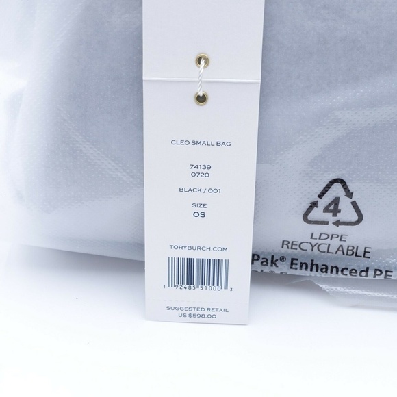 NEW Tory Burch Women's Cleo Small Leather Bag 74139-001 Black/Gold $598 MSRP - Picture 4 of 11